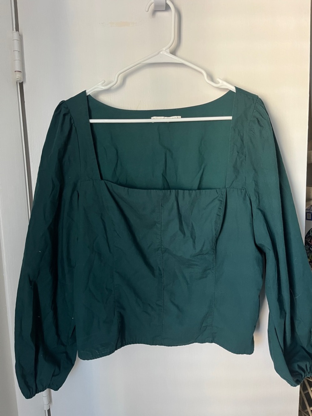 Abercrombie & Fitch Green Square-Neck Long Sleeve Top